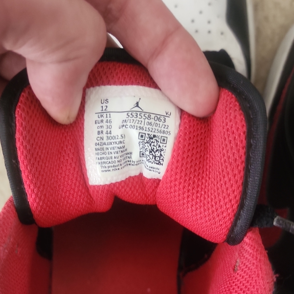 Jordan Low Top Sneakers in Black, White & Red - Picture 2 of 4
